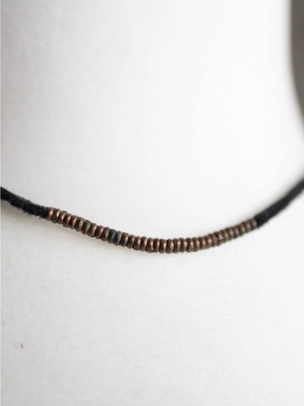 Free People Black Cord Necklace with Copper Bead Accents